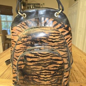 Patricia Nash Black and Brown Tiger Print Backpack